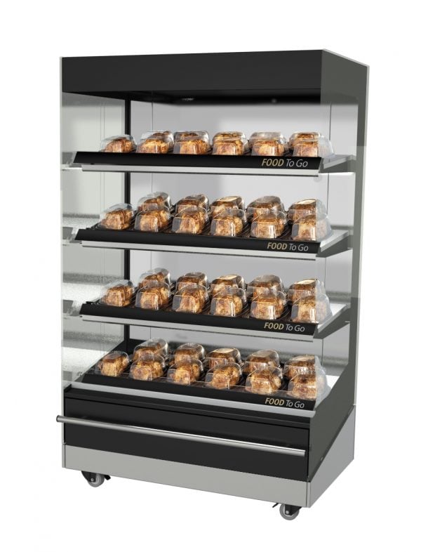 square profile black hot food display cabinet