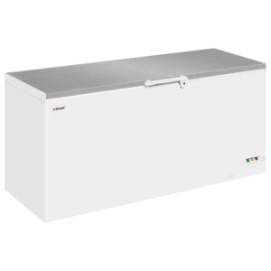large chest freezer with stainless lid and handle