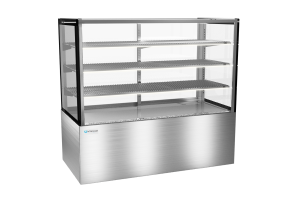 hot food cabinet with stainless steel and wire shelves