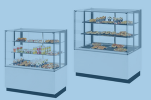 white cabinets with hot and chilled food for convenience stores.