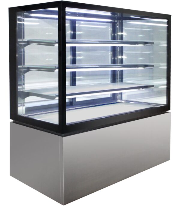 Hot display case with glass and wire shelves for cafes