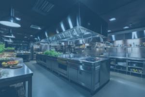 commercial kitchen with professional equipment.